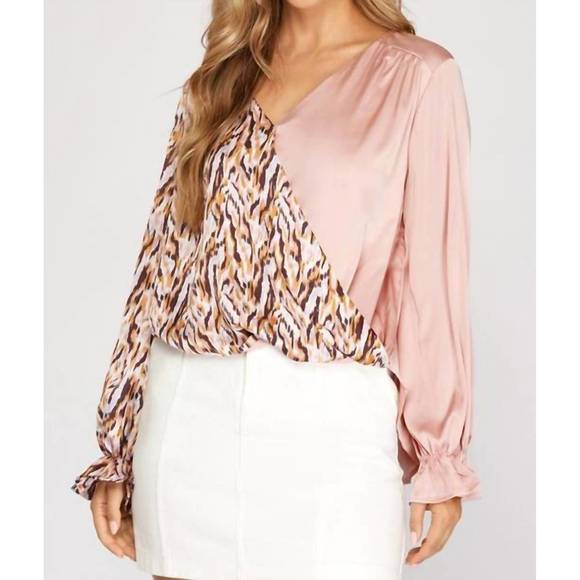 NEW SHE + SKY split satin top - Picture 1 of 5